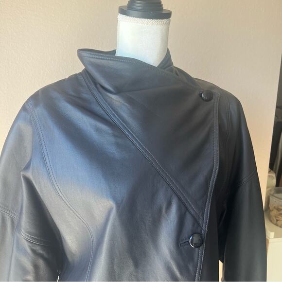80's Vintage Italian Bally Power Shoulder Leather Jacket Size 10 Italy - Picture 4 of 7